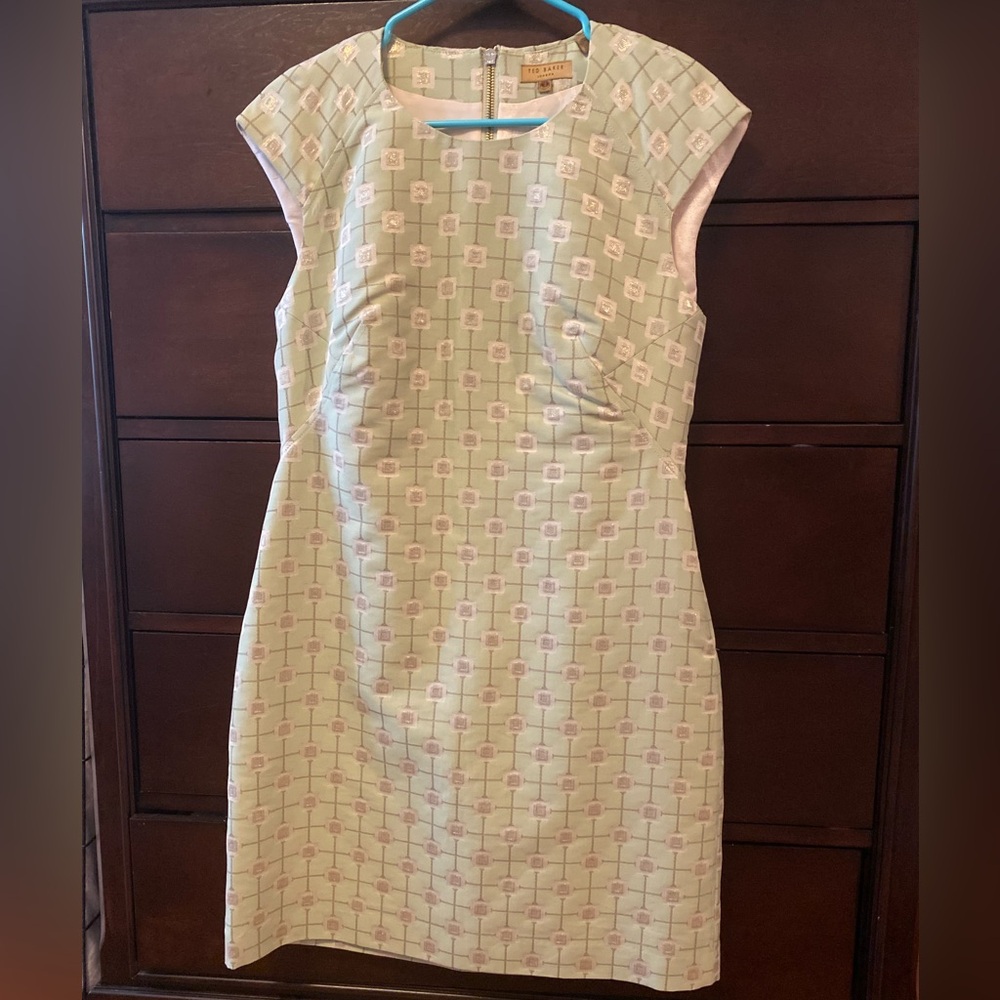 Ted Baker London Mint and Pink Geometric Midi Dress